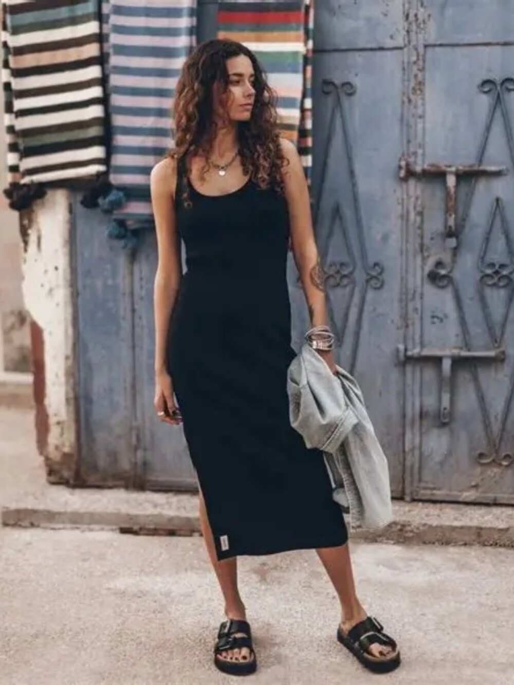 NWOT! MIKUTA The Black Ribbed Tank Dress!! Sz L